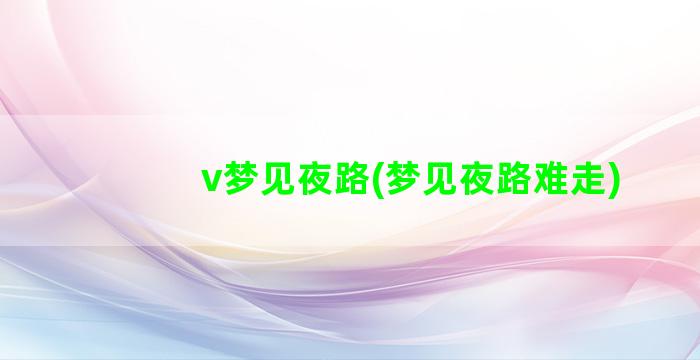 v梦见夜路(梦见夜路难走)