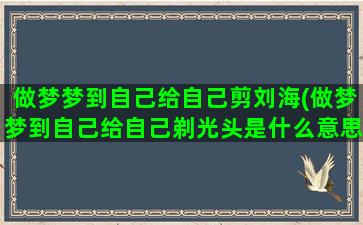 做梦梦到自己给自己剪刘海(做梦梦到自己给自己剃光头是什么意思)