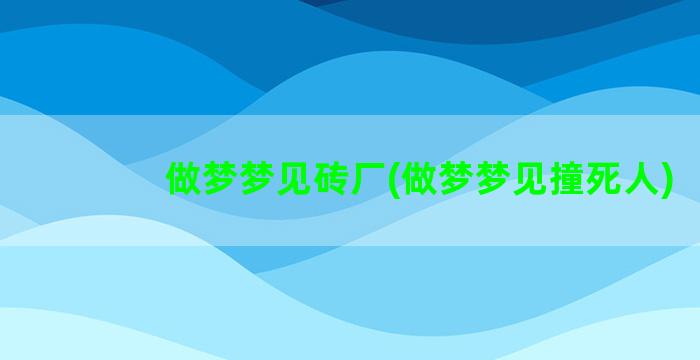 做梦梦见砖厂(做梦梦见撞死人)