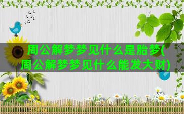 周公解梦梦见什么是胎梦(周公解梦梦见什么能发大财)