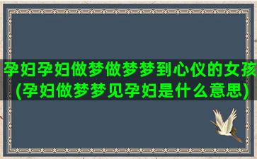 孕妇孕妇做梦做梦梦到心仪的女孩(孕妇做梦梦见孕妇是什么意思)