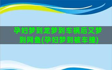 孕妇梦到龙梦到车祸后又梦到网鱼(孕妇梦到被车撞)