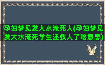 孕妇梦见发大水淹死人(孕妇梦见发大水淹死学生还救人了啥意思)