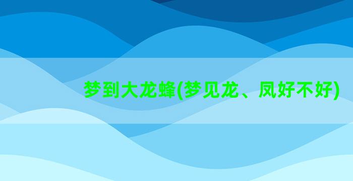 梦到大龙蜂(梦见龙、凤好不好)