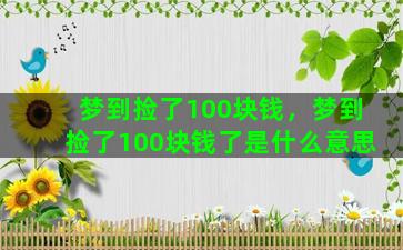 梦到捡了100块钱，梦到捡了100块钱了是什么意思