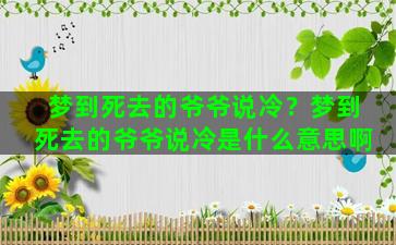 梦到死去的爷爷说冷？梦到死去的爷爷说冷是什么意思啊