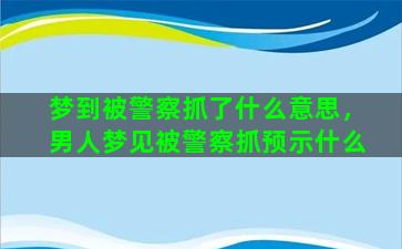 梦到被警察抓了什么意思，男人梦见被警察抓预示什么