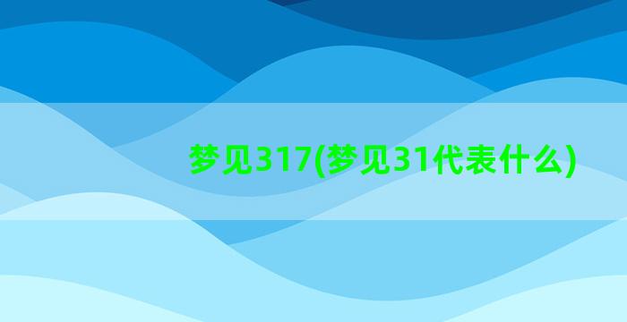 梦见317(梦见31代表什么)