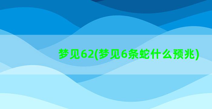 梦见62(梦见6条蛇什么预兆)