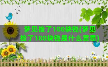 梦见捡了100块钱(梦见捡了100块钱是什么意思)