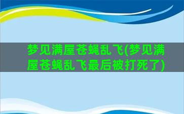 梦见满屋苍蝇乱飞(梦见满屋苍蝇乱飞最后被打死了)