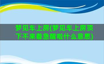 梦见车上房(梦见车上房顶下不来着急醒啦什么意思)